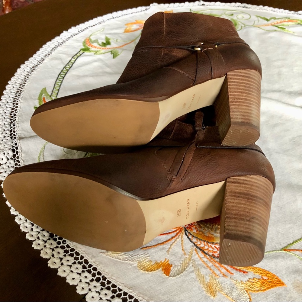 Cole Haan Calista Leather Ankle Boots. Harness Strap.Chocolate Brown. Size 10 - Picture 8 of 12